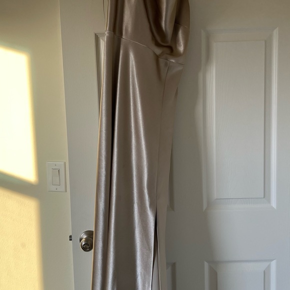 Birdy Grey Lisa Long Bridesmaid Dress in Neutral Champagne - Picture 6 of 7